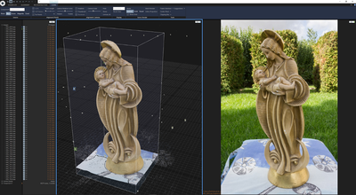 Foto 5 - Print Screen obrazovky počas spracovania fotografií softvérom pre vytvorenie 3D modelu sochy z roku 1905 a pre následné vytvorenie kópie sochy rôznymi digitálnymi technológiami výroby
